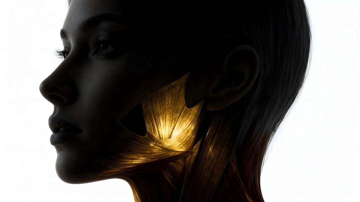 Masseter muscles isolated for jaw closure and mastication.